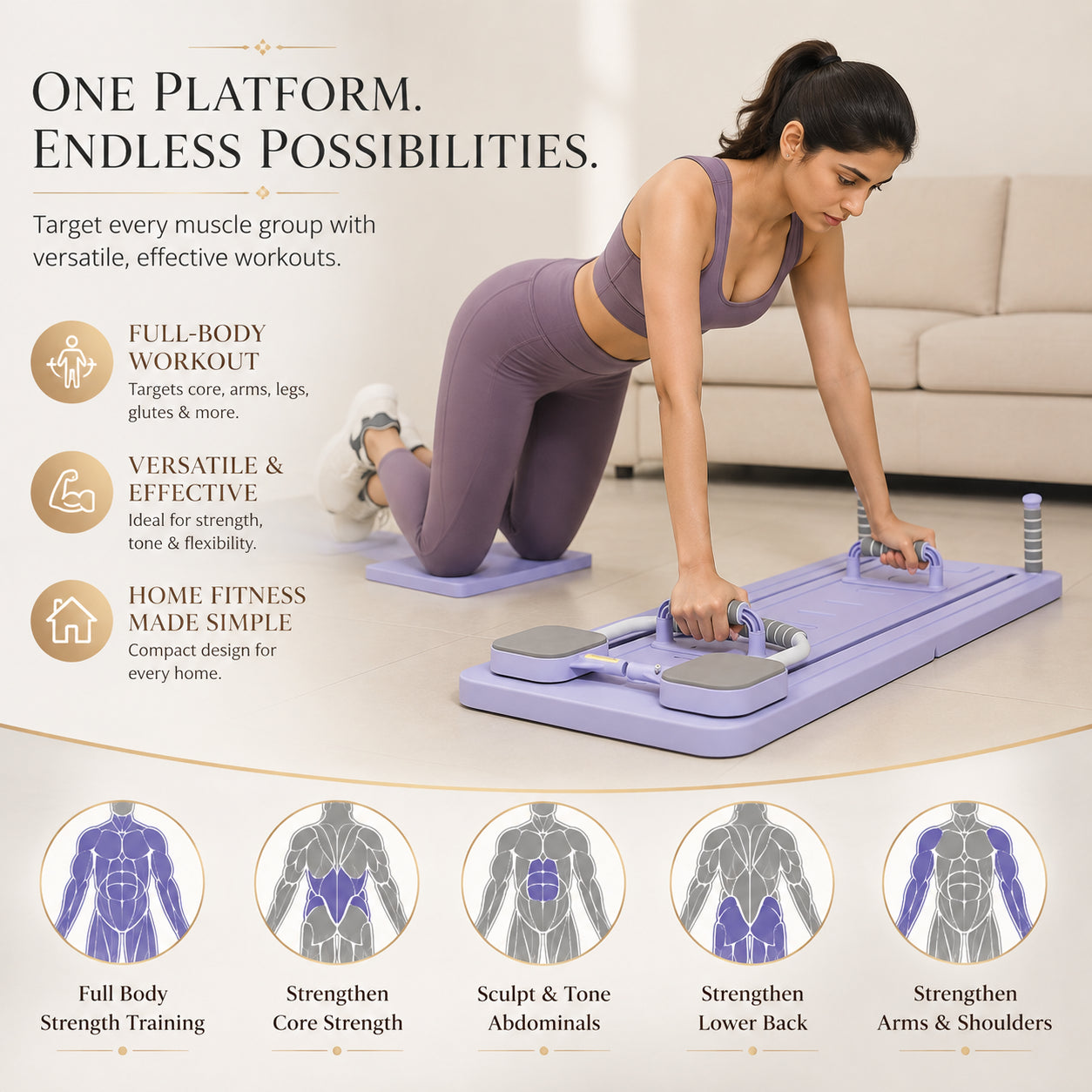 CoreSculpt™ Foldable Pilates Platform With Timer