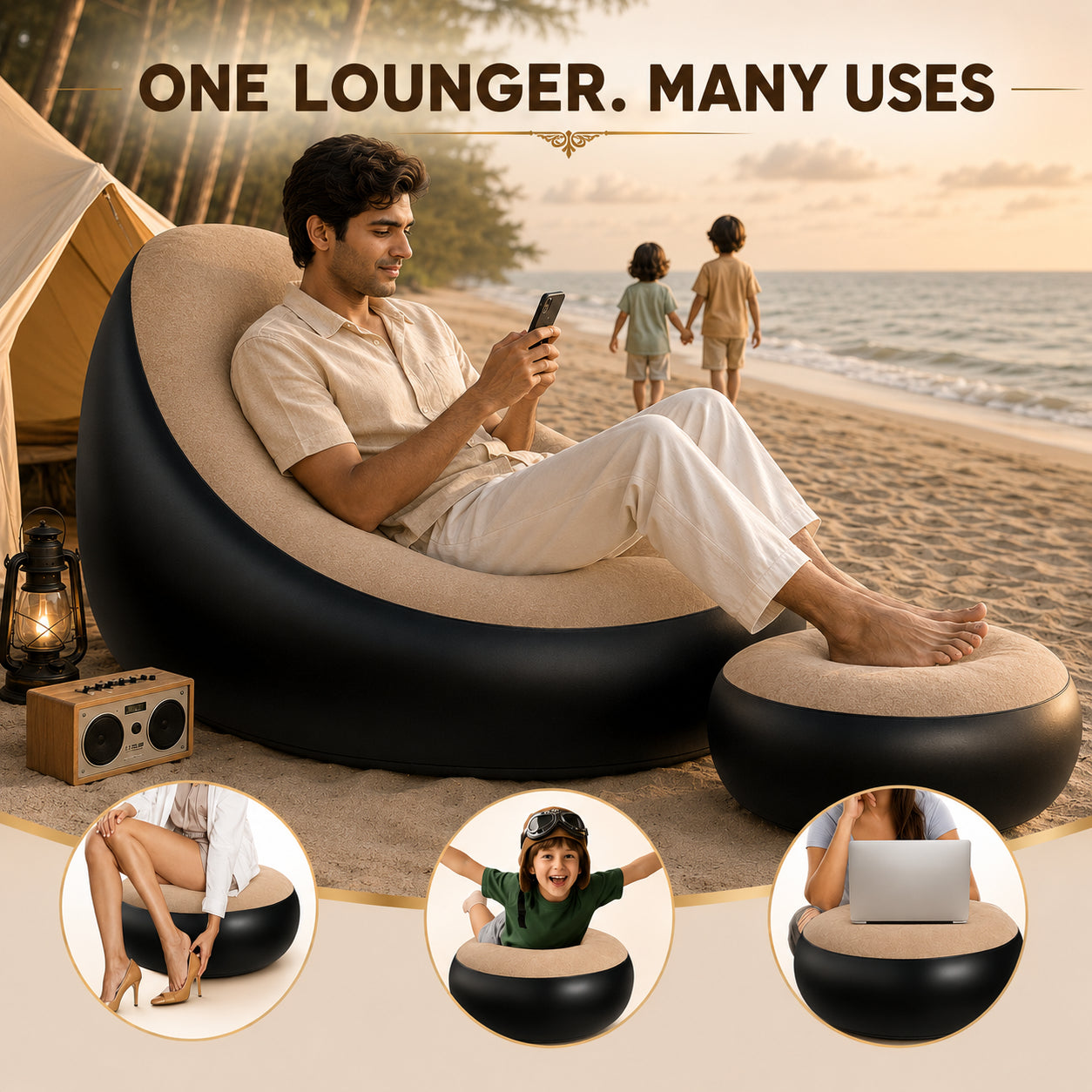 CloudRest™ Inflatable Lounger Sofa with Foot Rest