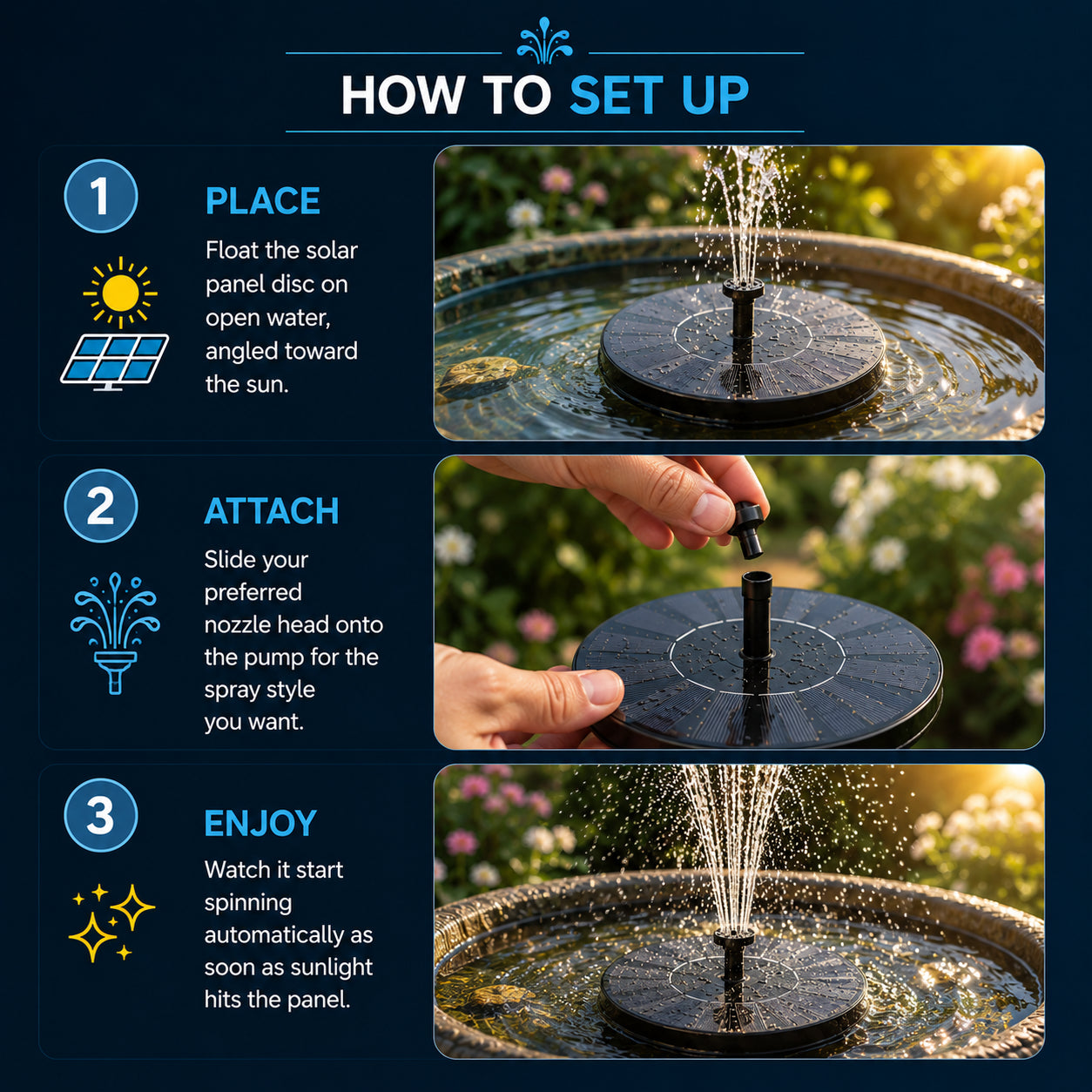 AquaFlow™ Solar Water Fountain Pump