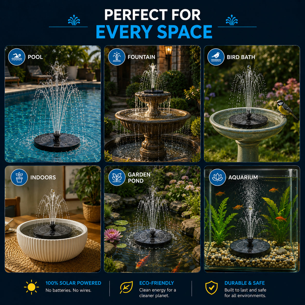 AquaFlow™ Solar Water Fountain Pump
