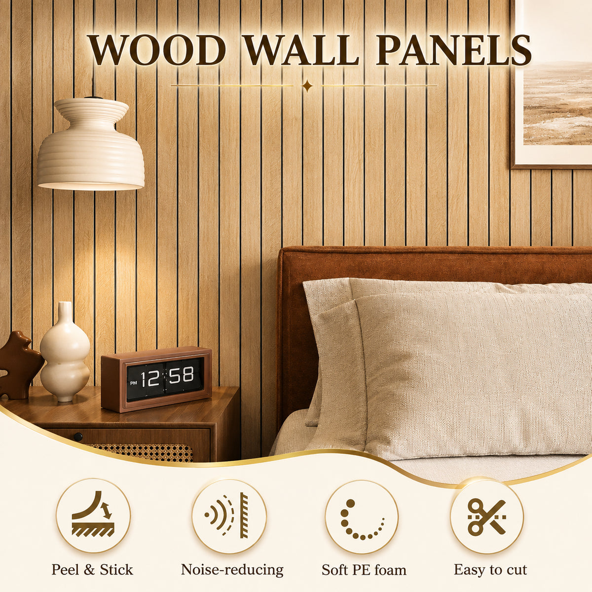 LuxeWall™ Peel & Stick Wood Wall Panels (10ft x 1.25ft)