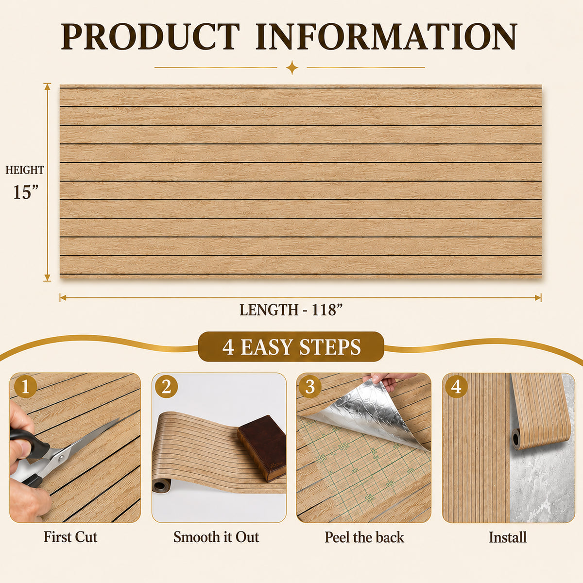 LuxeWall™ Peel & Stick Wood Wall Panels (10ft x 1.25ft)